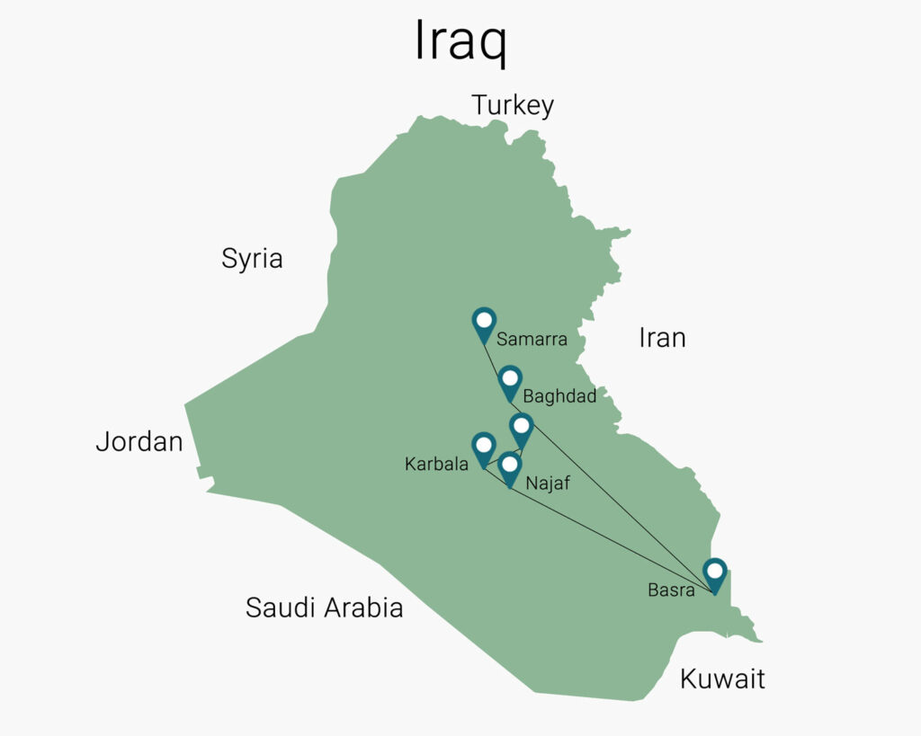 Iraq map of the Grand Iraq Tour