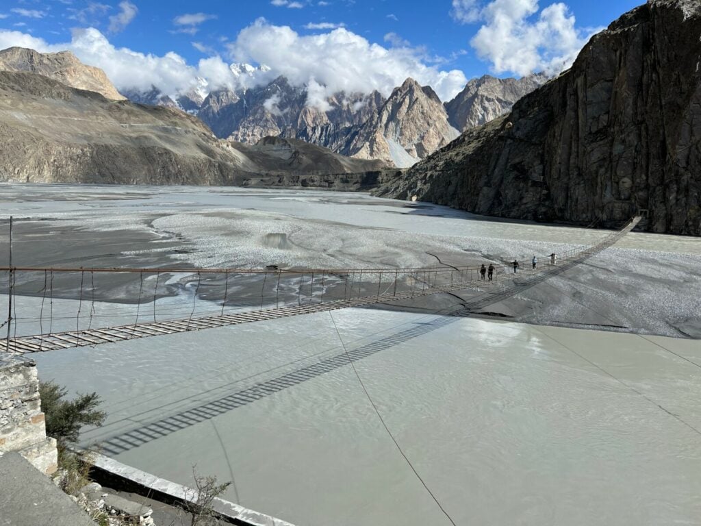 Wide view of the Hussaini Bridge in Pakistan